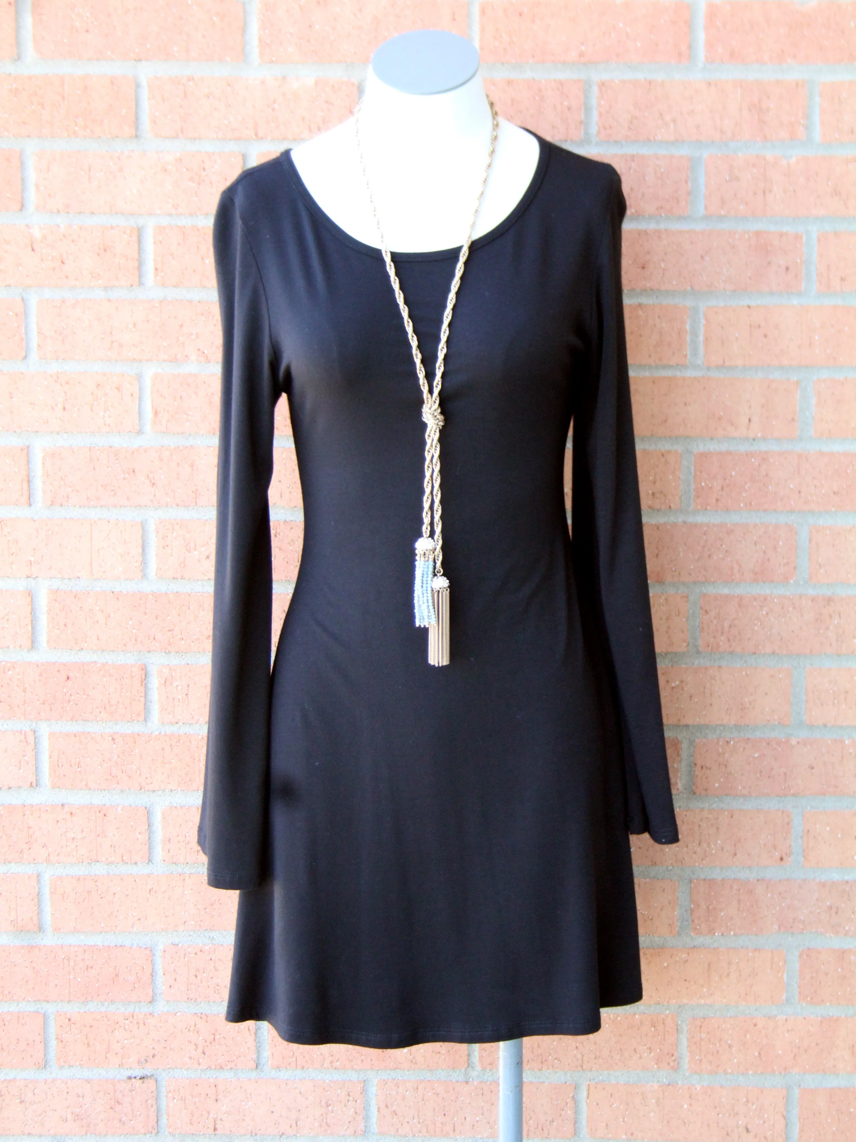 2 Tee Couture | Bell Sleeve Tunic Dress Black