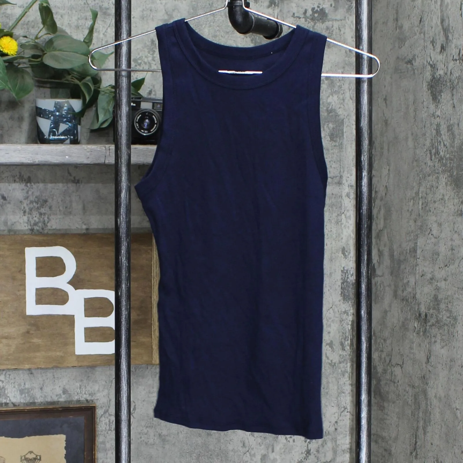 A New Day Women's Ribbed Tank Top Navy Blue M