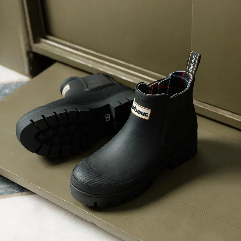 BARBOUR Halton Chelsea Welly Boots in Black