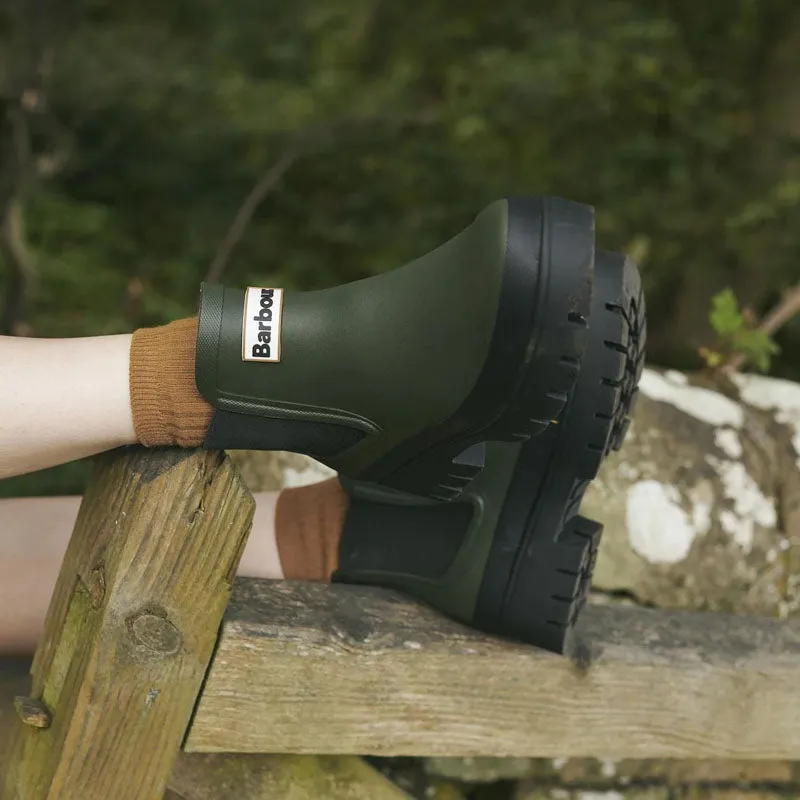 BARBOUR Halton Chelsea Welly Boots in Olive/Black