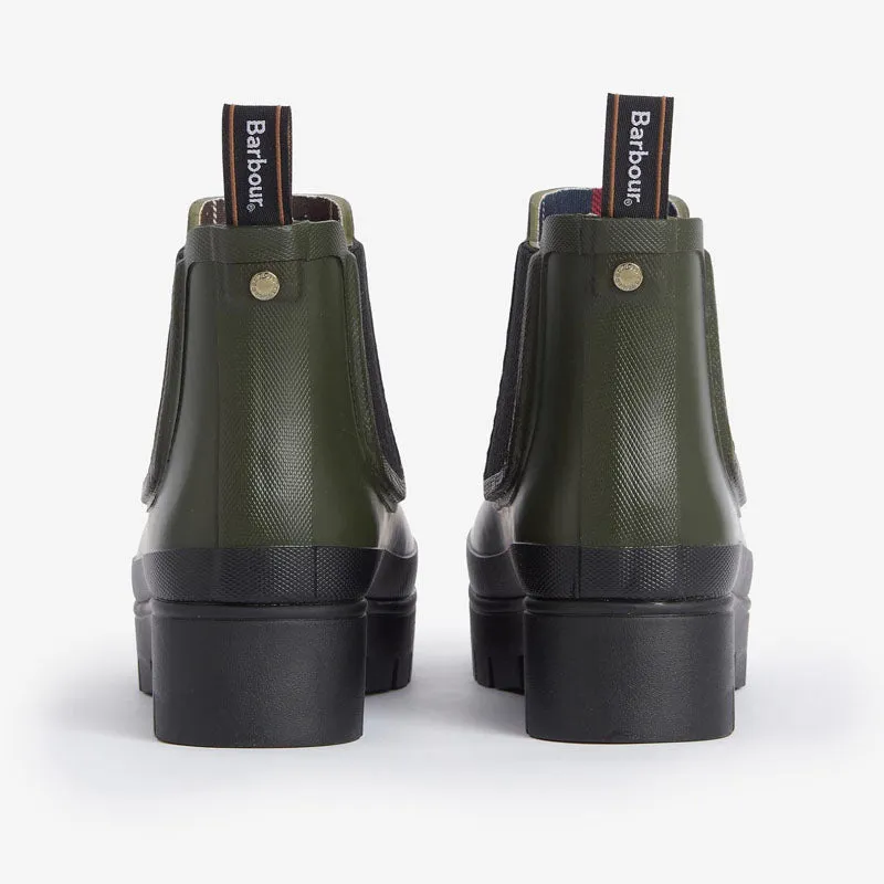 BARBOUR Halton Chelsea Welly Boots in Olive/Black