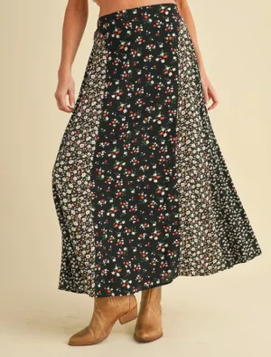 Black Floral Melanie Skirt