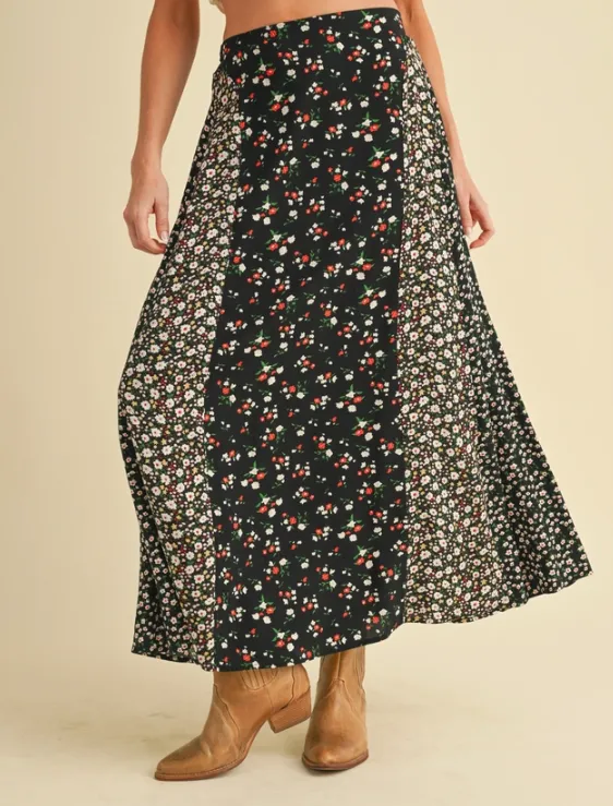 Black Floral Melanie Skirt