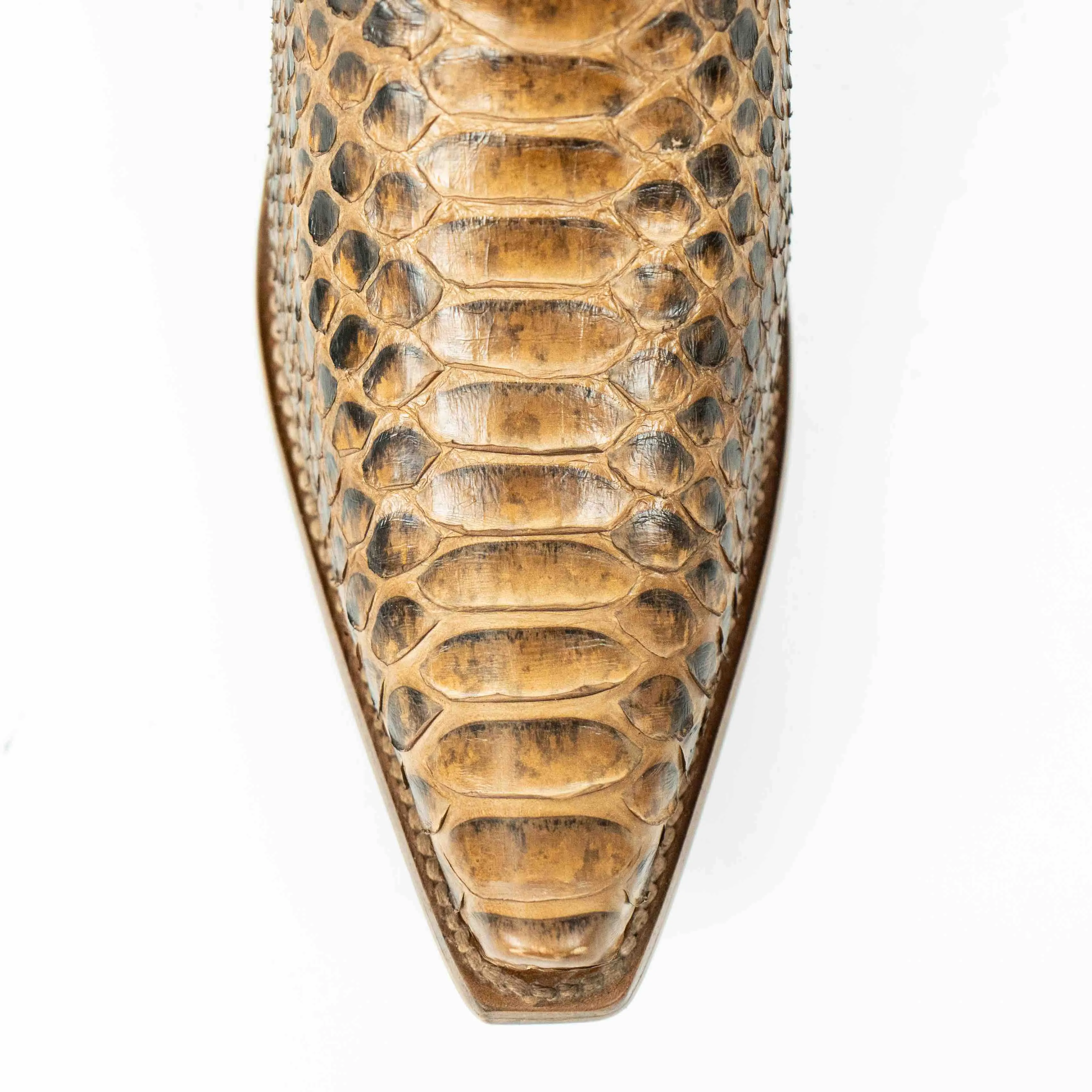 Cognac Python Snip Toe Western Booties
