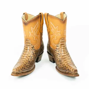 Cognac Python Snip Toe Western Booties