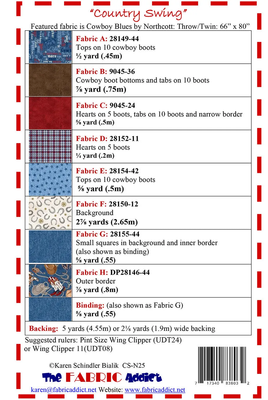 Country Swing - a physical pattern by The Fabric Addict