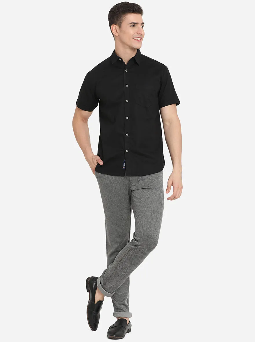 Dark Grey Solid Venice Fit Casual Trouser | JadeBlue