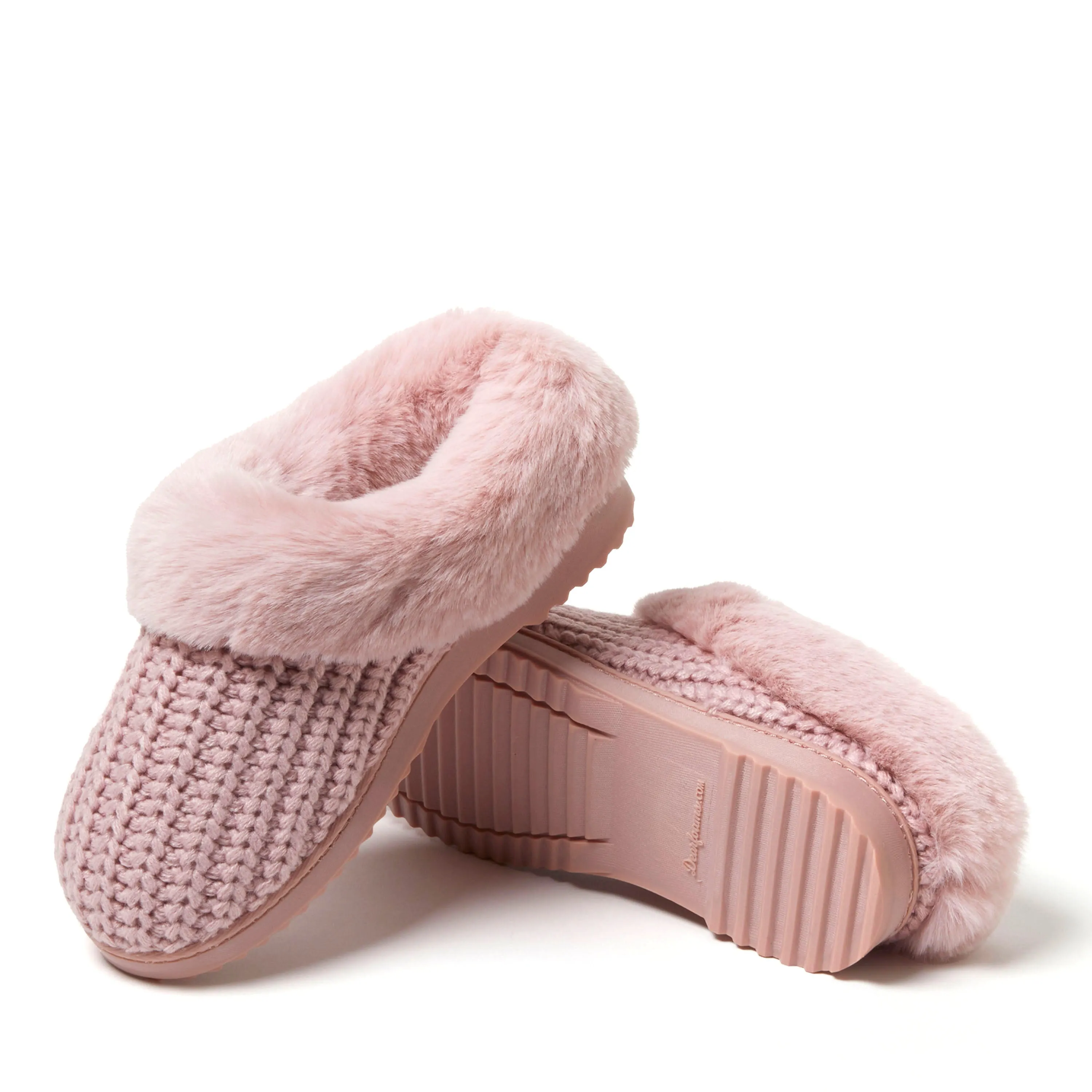 Dearfoams Women's Hannah Festive Knit Clog House Shoe Slipper