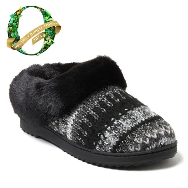 Dearfoams Women's Hannah Festive Knit Clog House Shoe Slipper