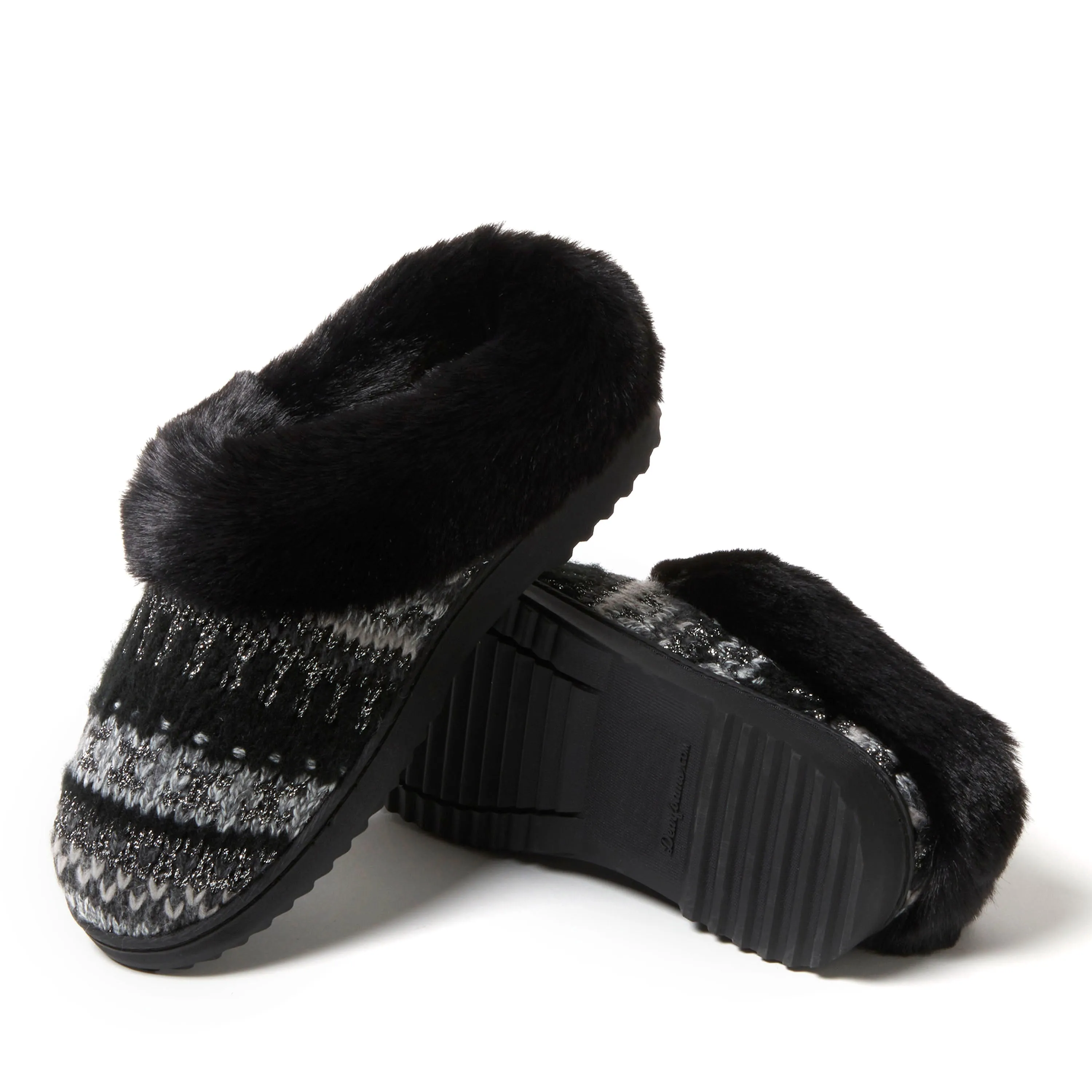Dearfoams Women's Hannah Festive Knit Clog House Shoe Slipper