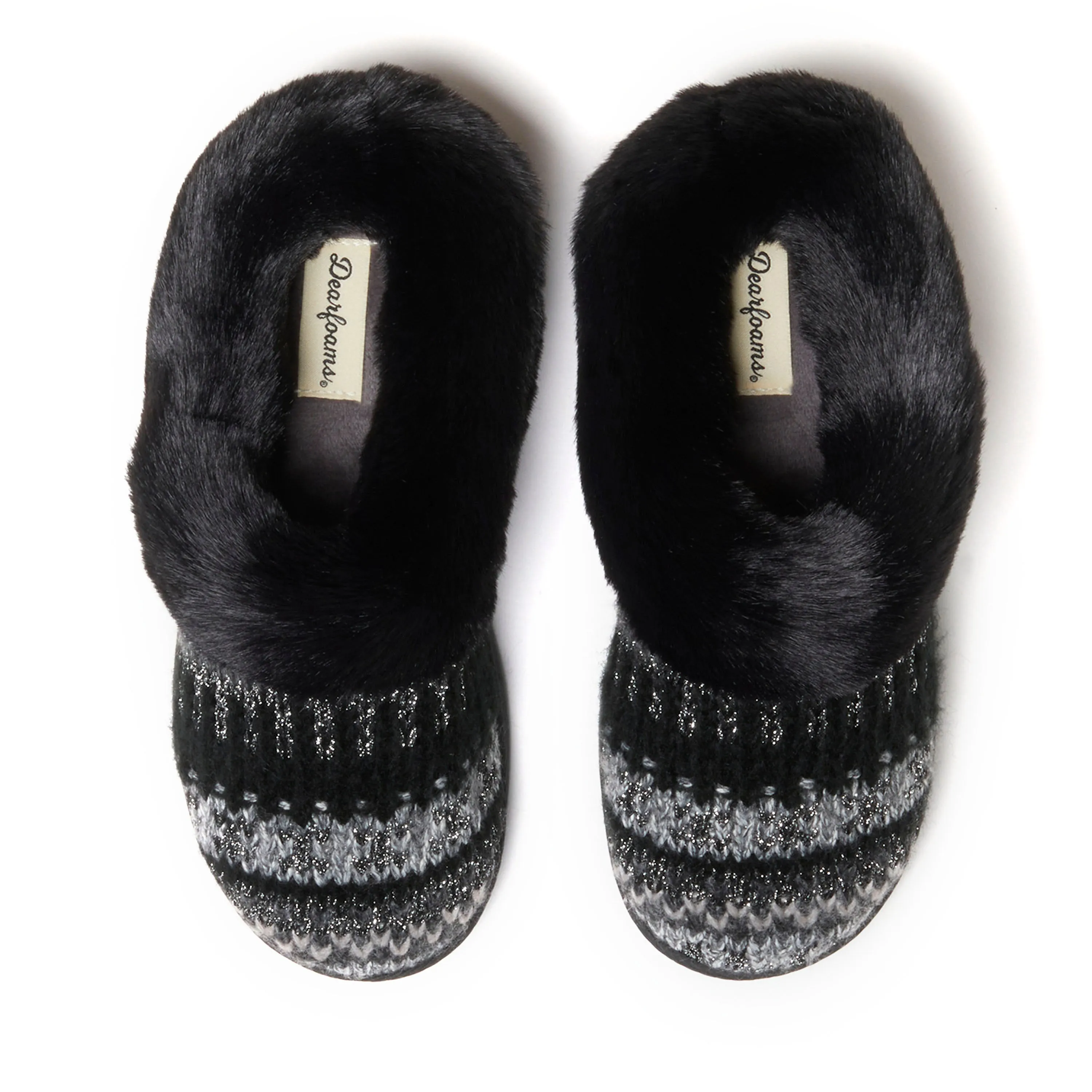 Dearfoams Women's Hannah Festive Knit Clog House Shoe Slipper