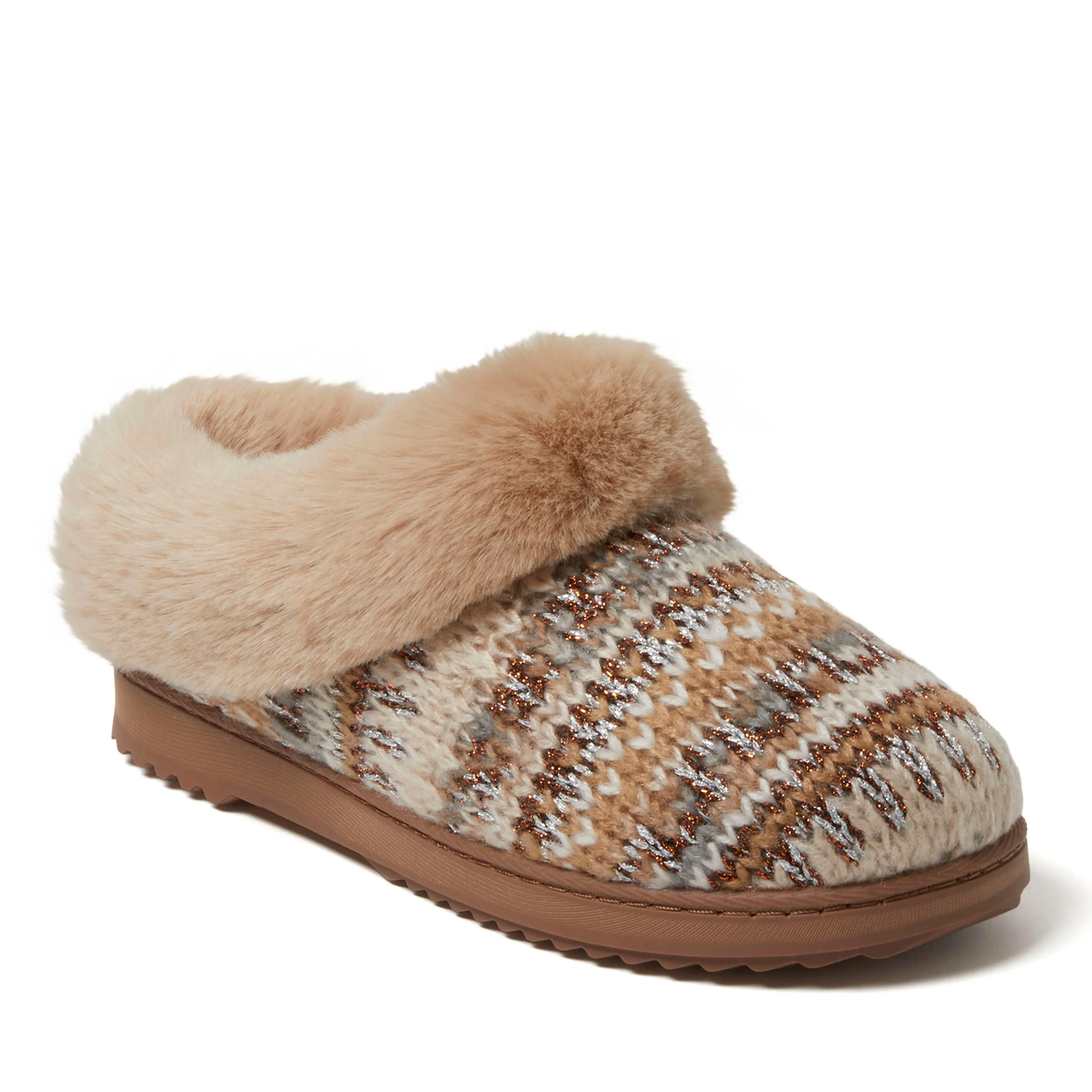 Dearfoams Women's Hannah Festive Knit Clog House Shoe Slipper