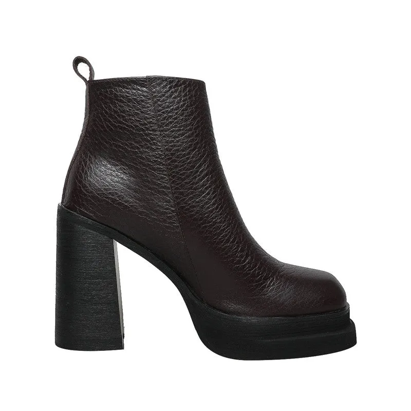 Dina Brown Platform Boots with Heels