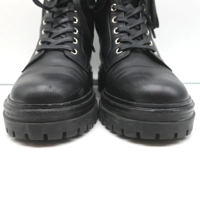 Gianvito Rossi Black Leather Size 38.5 Lace-Up Ankle Boots