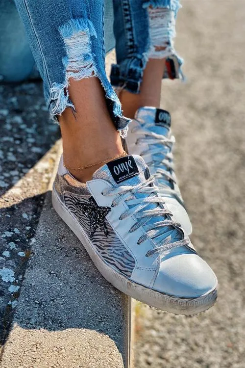 Glitter Star Lace Up Sneakers