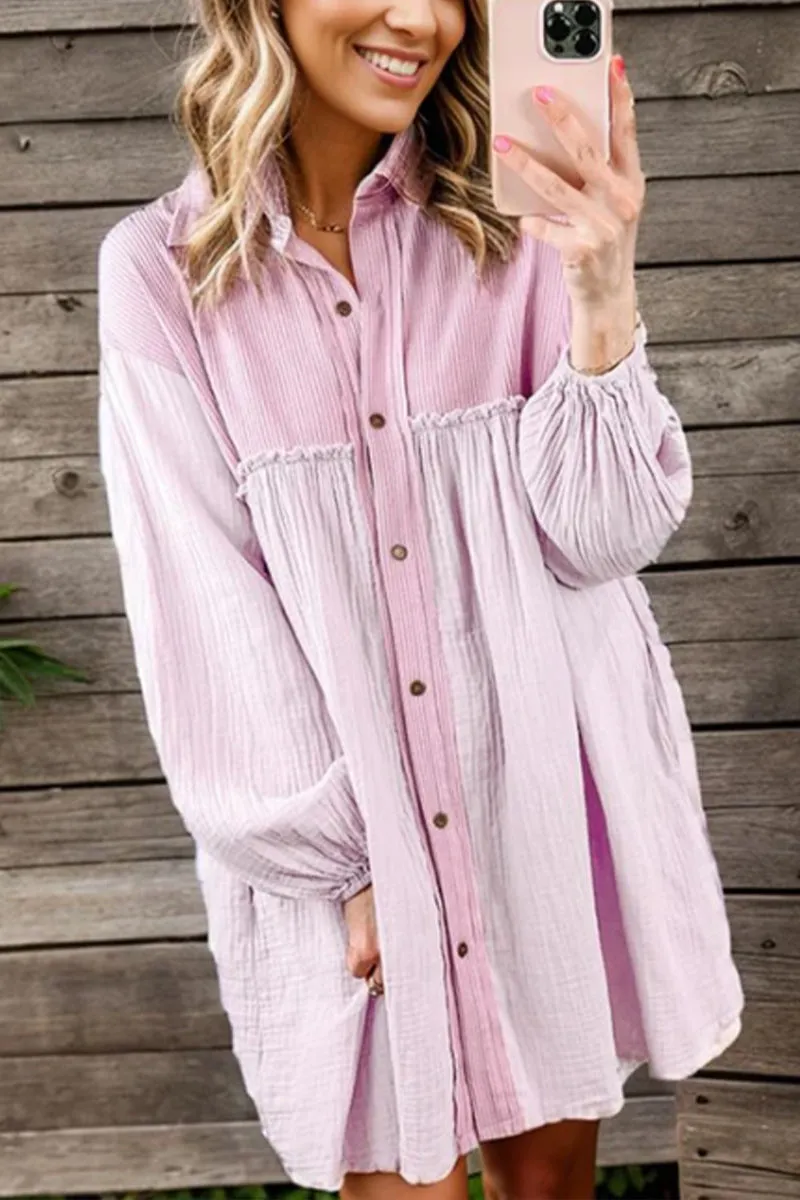 HBR1334 Effortless Flow Shirt Dress Top