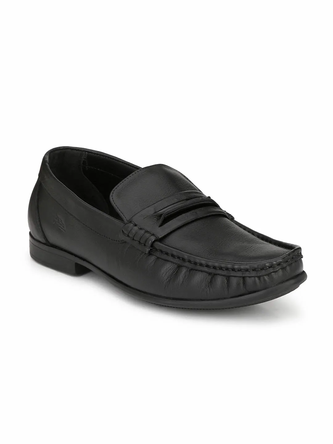 Hitz Men's Black Slip-On Comfort Leather Shoes