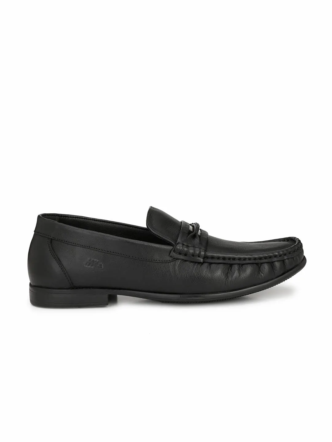 Hitz Men's Black Slip-On Comfort Leather Shoes