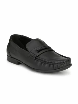 Hitz Men's Black Slip-On Comfort Leather Shoes
