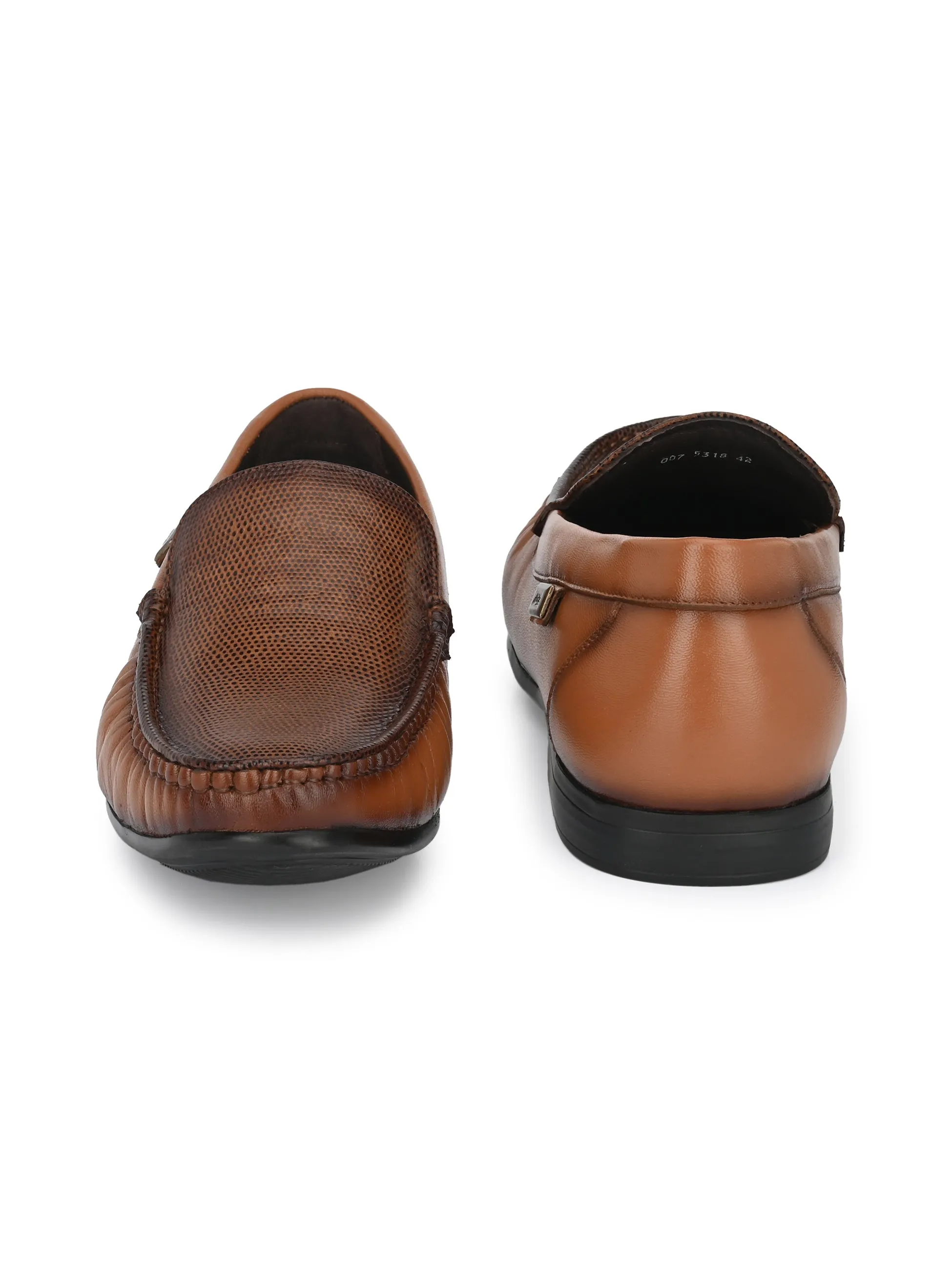 Hitz Men's Tan Slip-On Leather Comfort Shoes