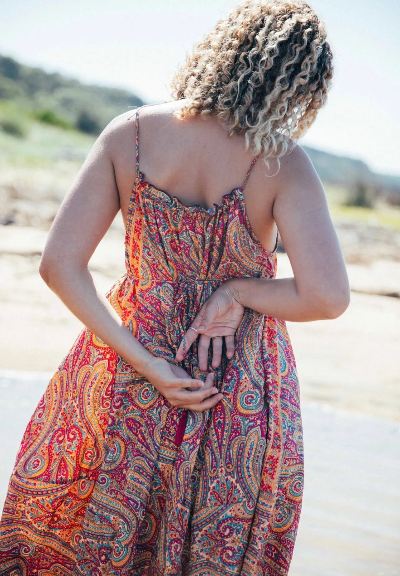 Iris Sun Dress ~ Peach with gold fleck