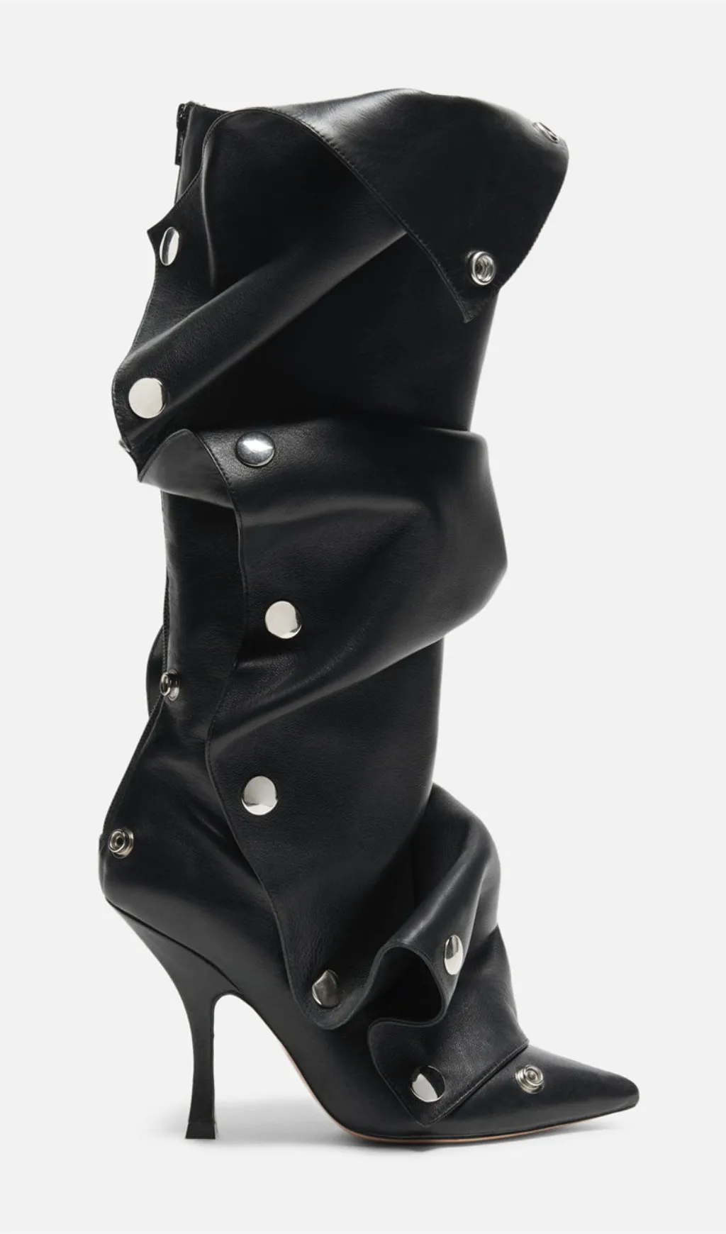 Isabela Appliqué Ruched  Knee-high boots - Black