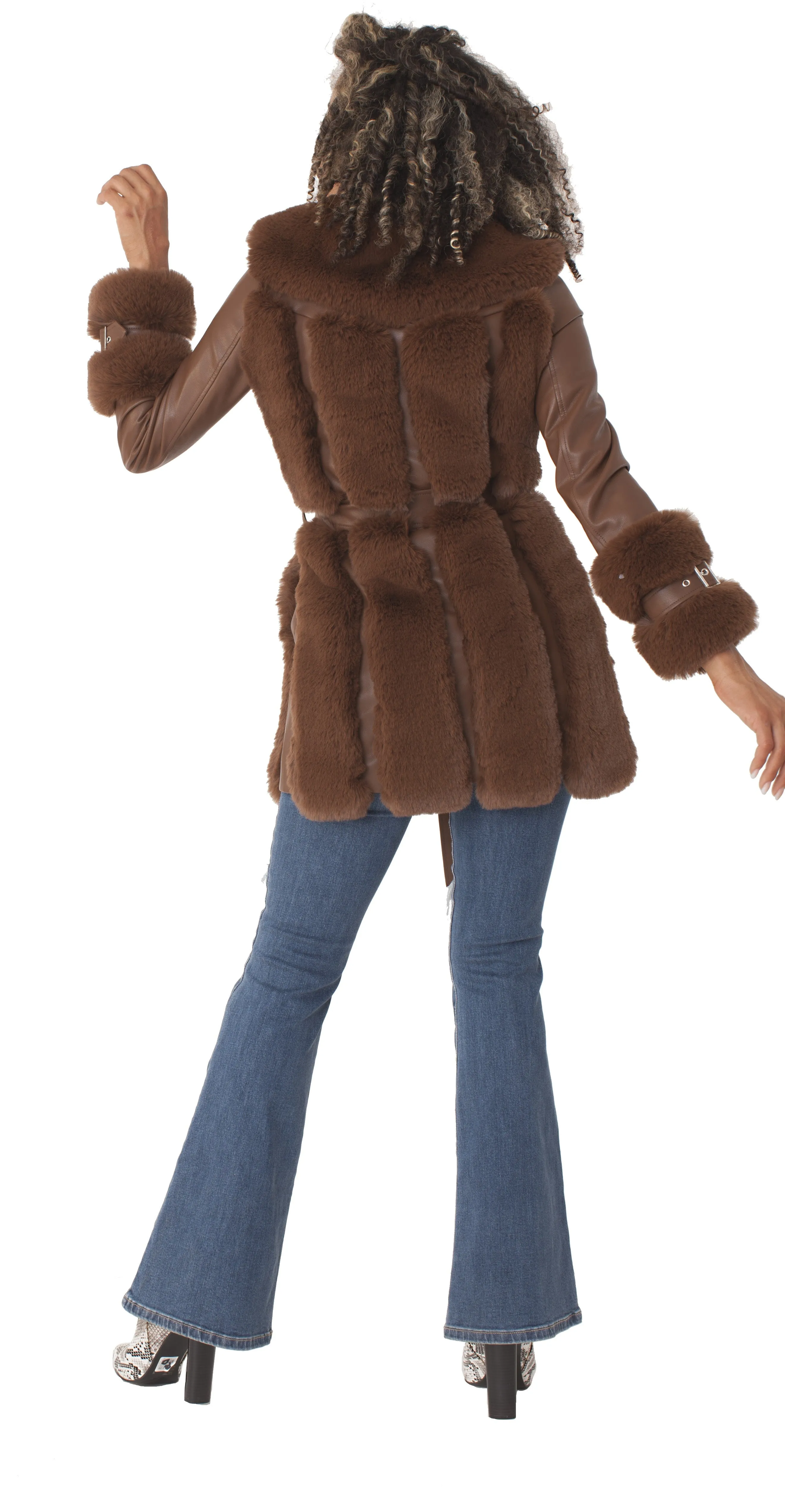 Leather and Fur Trim Jacket -82158
