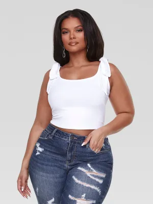 Lenise Ribbed Knit Tie Strap Crop Top