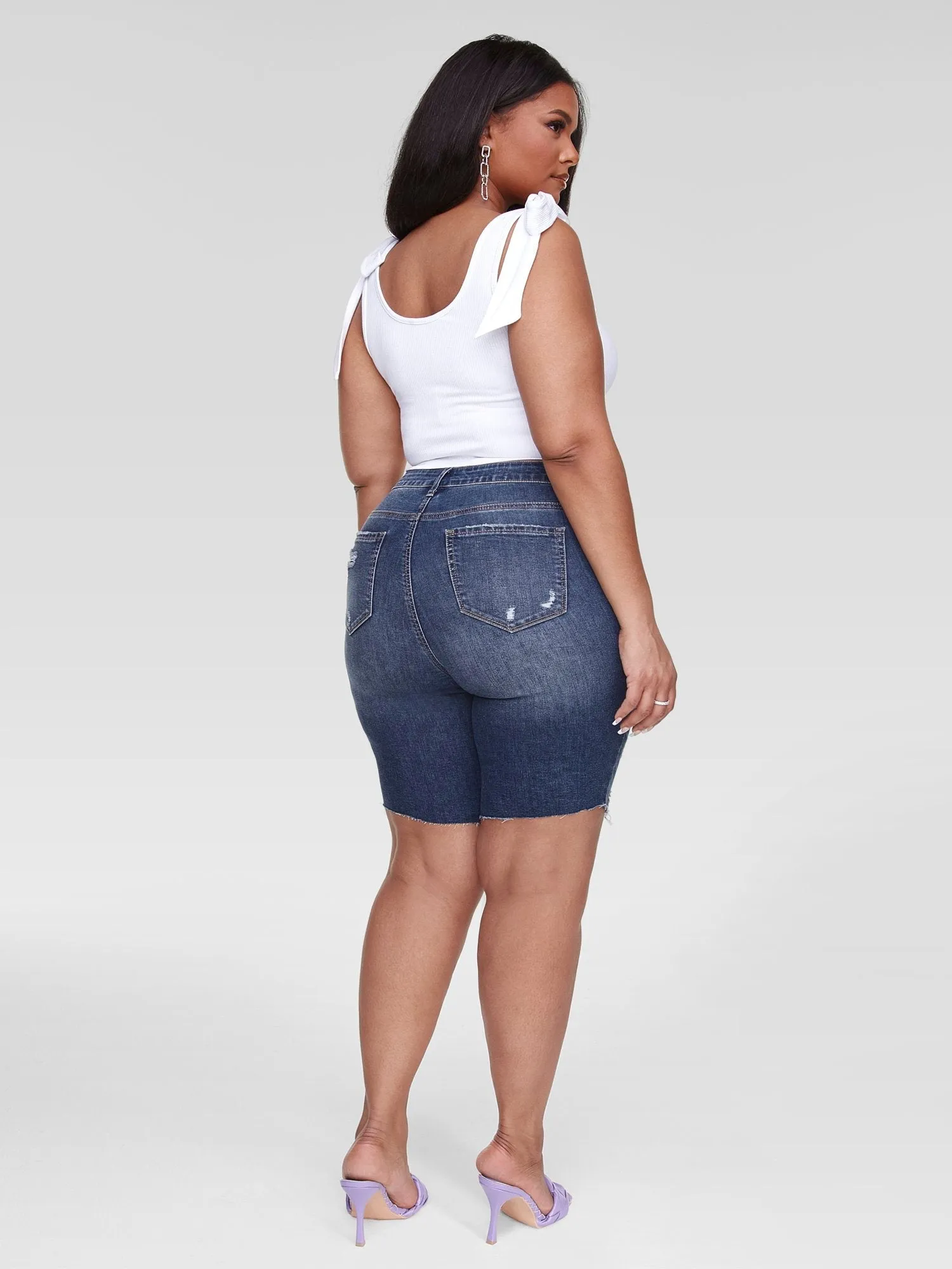 Lenise Ribbed Knit Tie Strap Crop Top