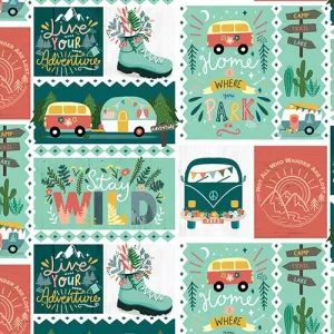 Live Your Adventure by 3 Wishes Fabrics  ADVENTURE PATCH/MULTI