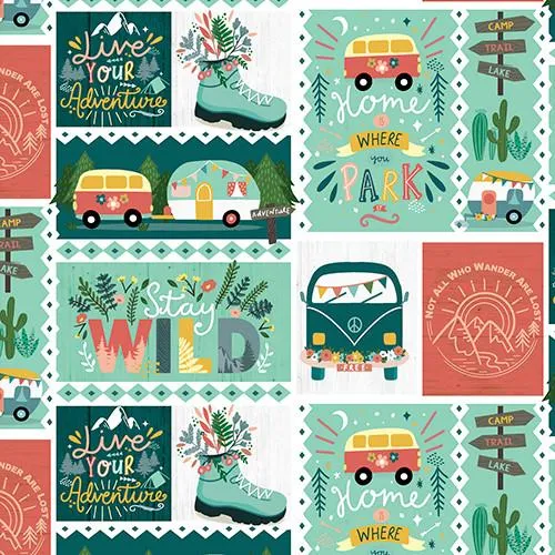Live Your Adventure by 3 Wishes Fabrics  ADVENTURE PATCH/MULTI