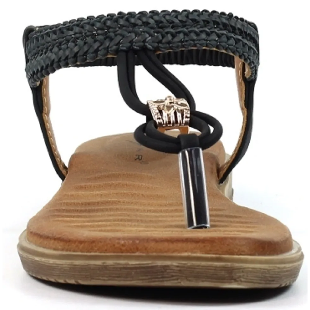 Lunar Poppy Black Sandals
