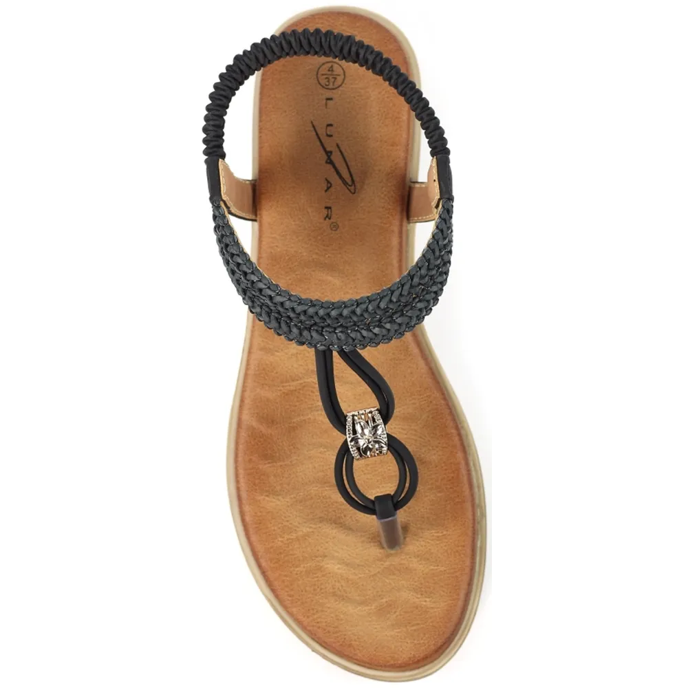 Lunar Poppy Black Sandals