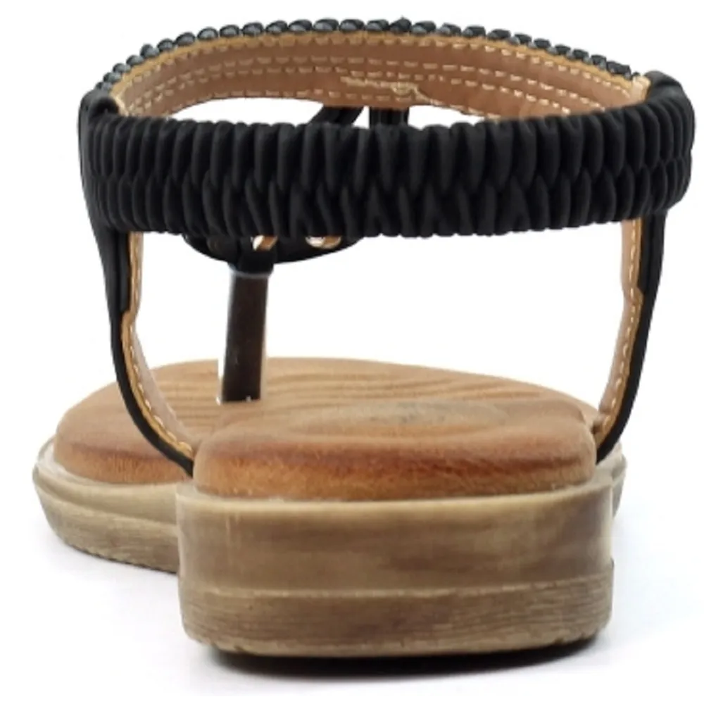 Lunar Poppy Black Sandals