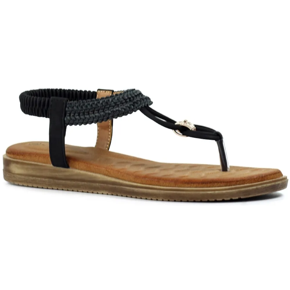 Lunar Poppy Black Sandals