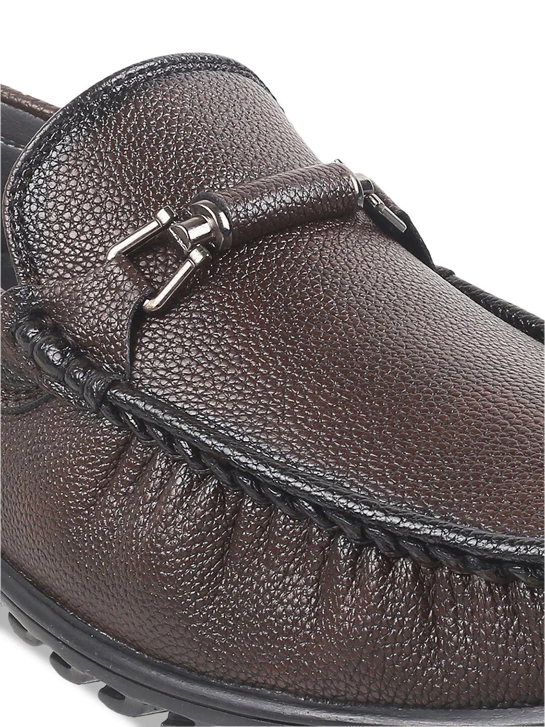 Metro Men Textured Comfort Insole Horsebit Loafers