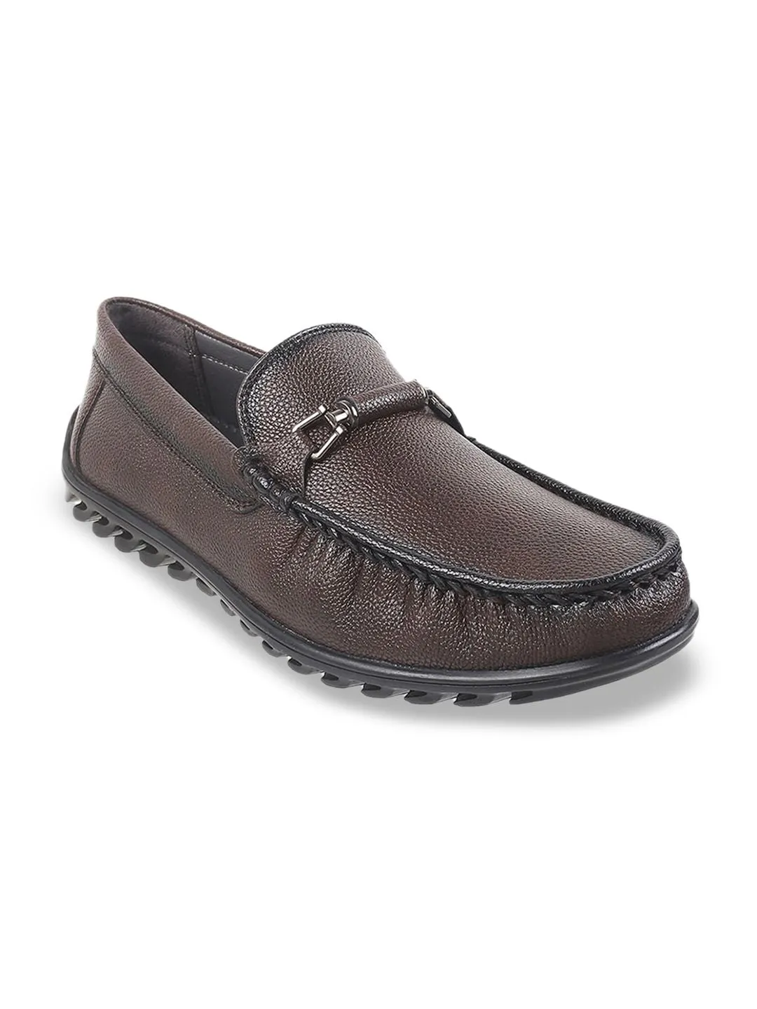 Metro Men Textured Comfort Insole Horsebit Loafers
