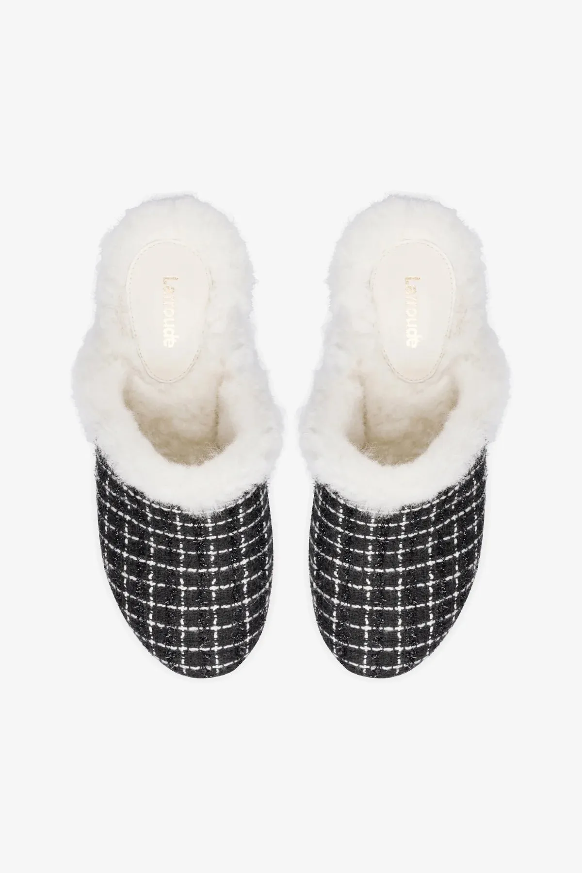 Miso Platform Clog In Black Tweed and Natural Shearling