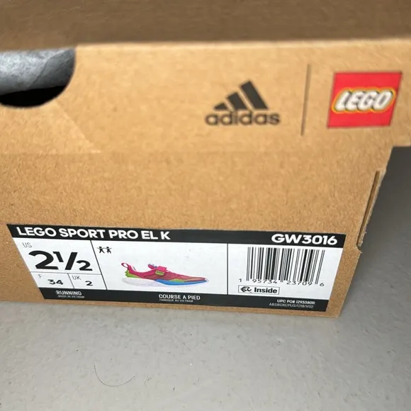 NWT! Adidas LEGO Sport Pro EL Sneakers Girls 2.5 Pink Blue