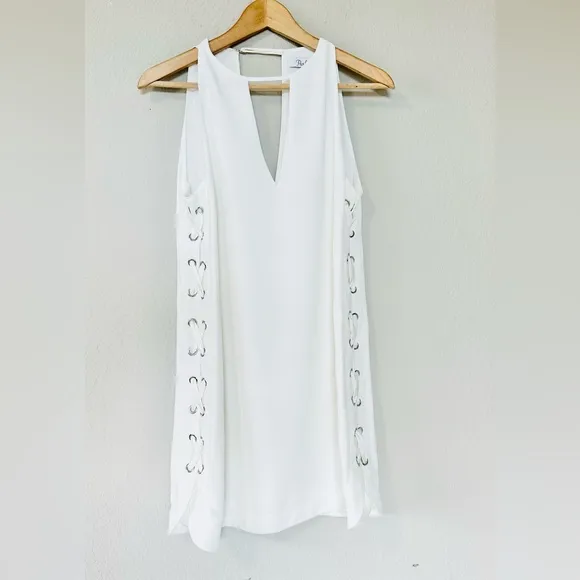 Parker Riviera Lace-Up Sides White Dress KeyholeNeck