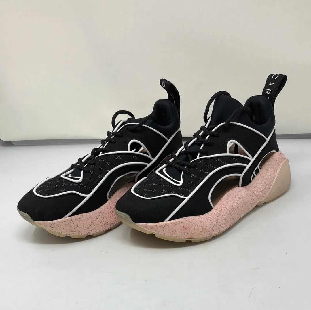Stella McCartney 'Eclipse' Black and Pink Nylon Sneaker with Cutouts