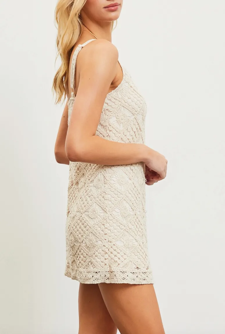 Strappy Crochet Mini Dress