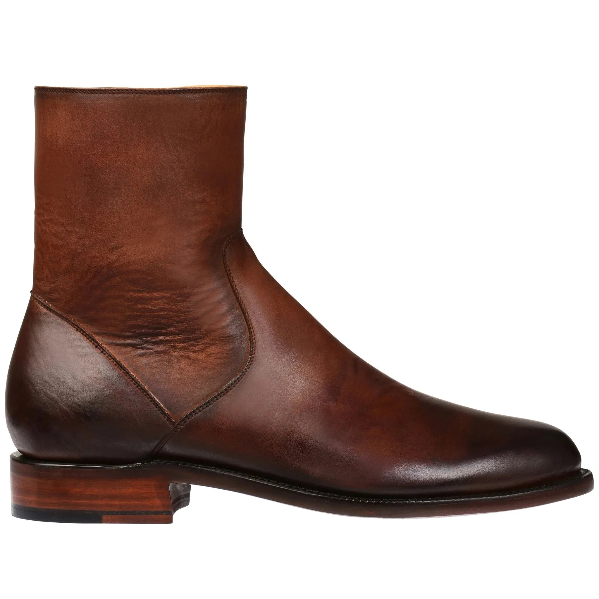 Tan Leather Draven Zipper Boots - Boots