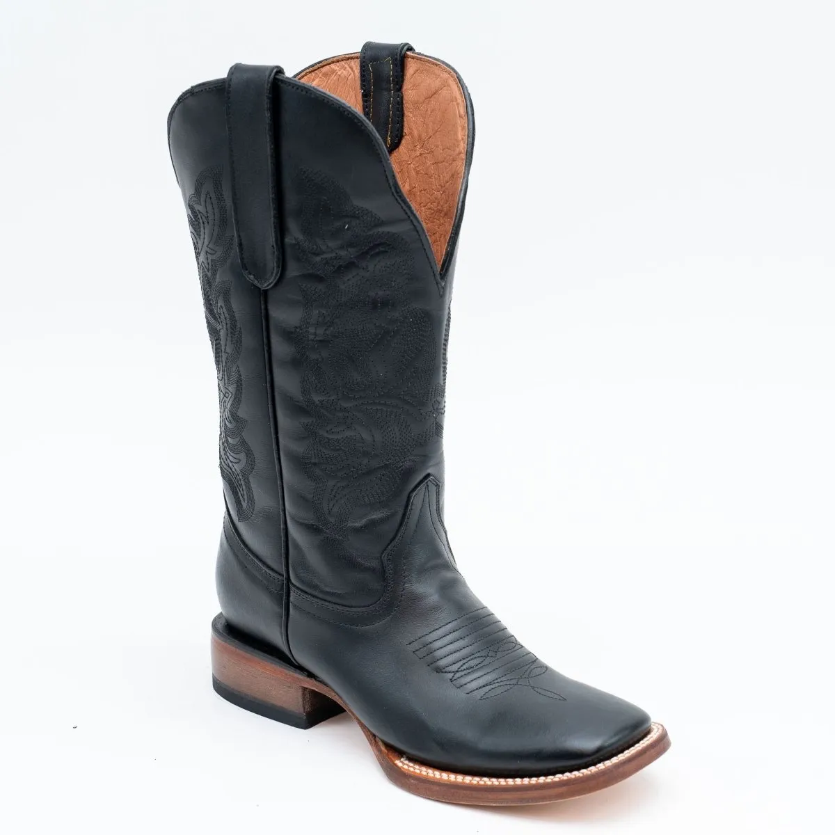 TANNER MARK WOMEN’S Raven Black California Cowgirl Boots Classic Stitch Top
