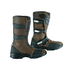 Tuff Gear Motorcycle Waterproof Cowhide Leather Adventure Riding Boots - Brown/Black