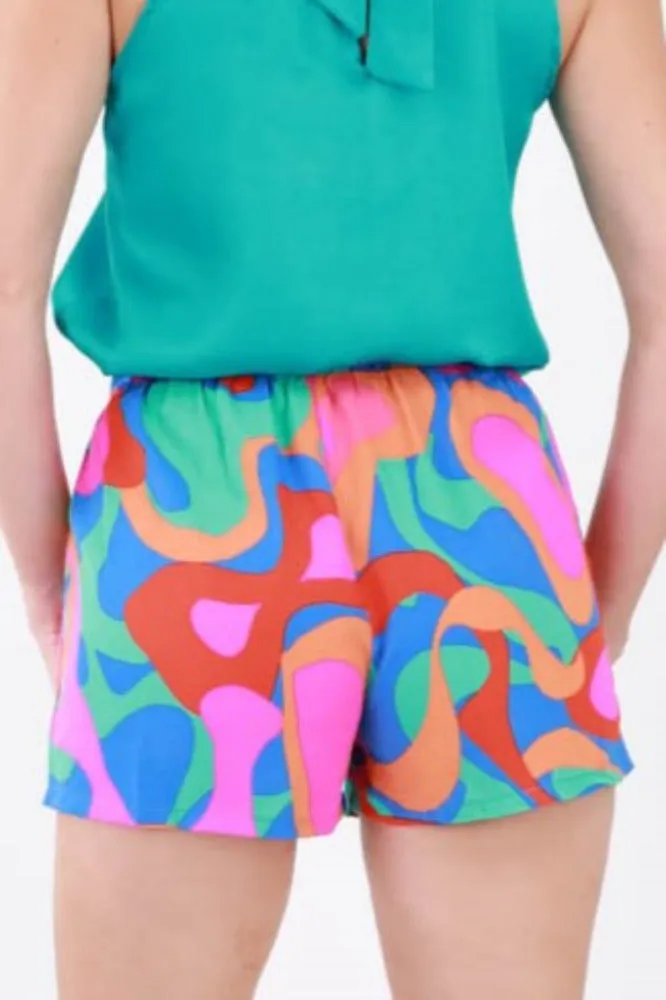Tulum Dreaming Colorblock Shorts -Mint