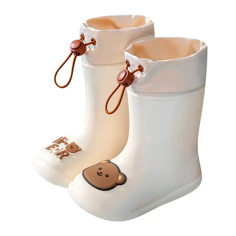 Waterproof For Children - Rain Boots With Bear Motif And Drawstring