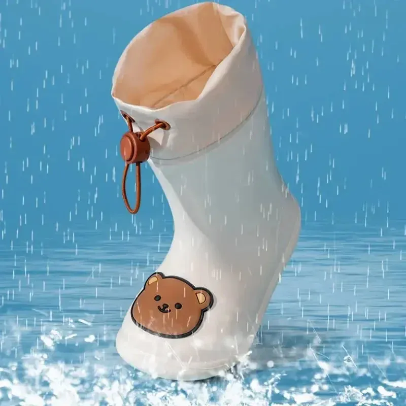 Waterproof For Children - Rain Boots With Bear Motif And Drawstring