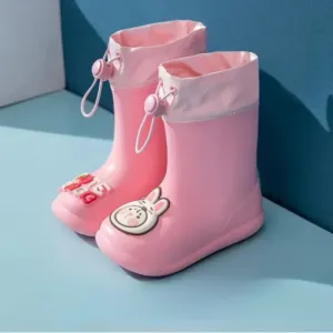 Waterproof For Children - Rain Boots With Bear Motif And Drawstring