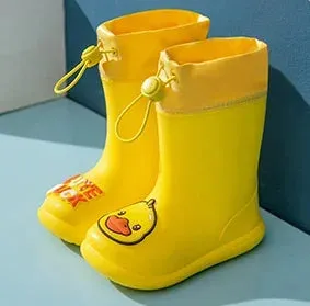 Waterproof For Children - Rain Boots With Bear Motif And Drawstring